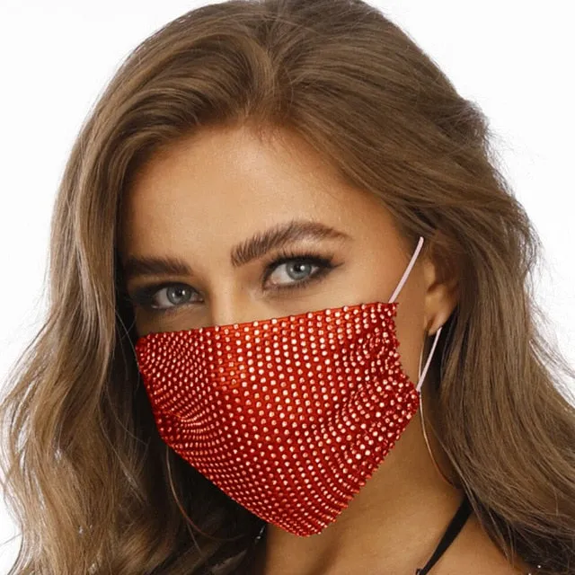 2020 Fashion Sparkly Rhinestone Mask  Elastic Reusable Washable Fashion Masks Face Bandana Face Decor Jewelry