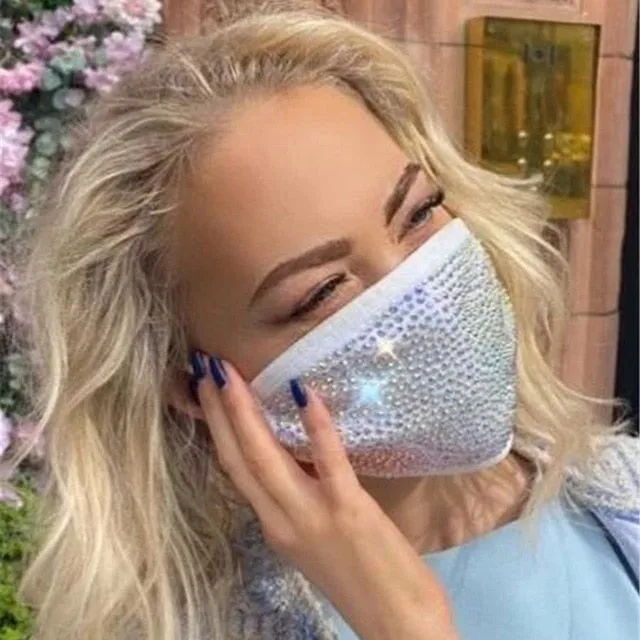 2020 Fashion Sparkly Rhinestone Mask  Elastic Reusable Washable Fashion Masks Face Bandana Face Decor Jewelry