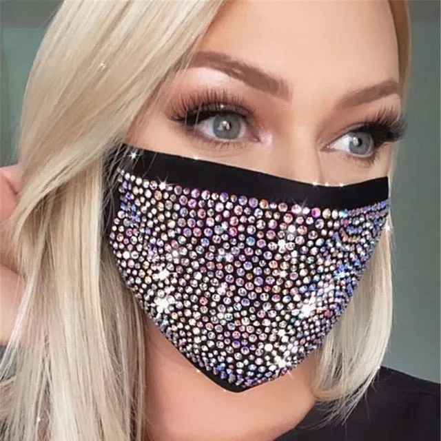 2020 Fashion Sparkly Rhinestone Mask  Elastic Reusable Washable Fashion Masks Face Bandana Face Decor Jewelry