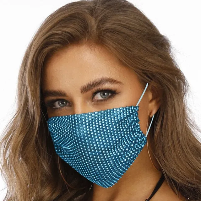 2020 Fashion Sparkly Rhinestone Mask  Elastic Reusable Washable Fashion Masks Face Bandana Face Decor Jewelry