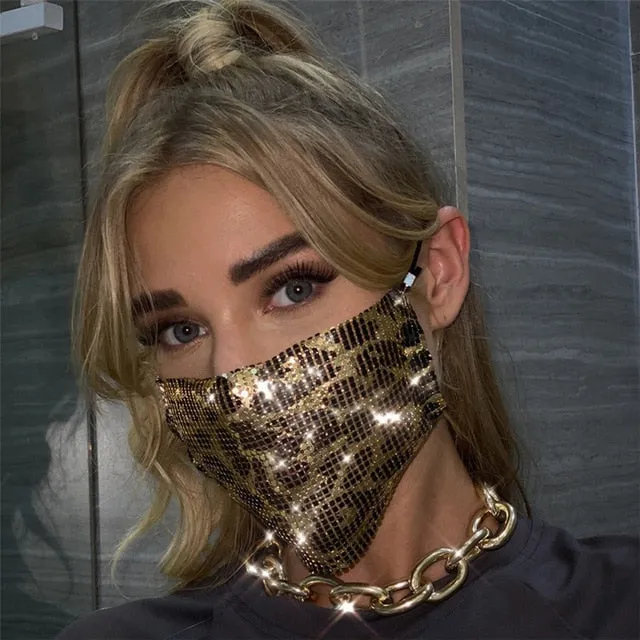 2020 Fashion Sparkly Rhinestone Mask  Elastic Reusable Washable Fashion Masks Face Bandana Face Decor Jewelry