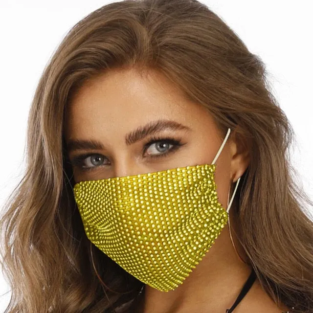 2020 Fashion Sparkly Rhinestone Mask  Elastic Reusable Washable Fashion Masks Face Bandana Face Decor Jewelry