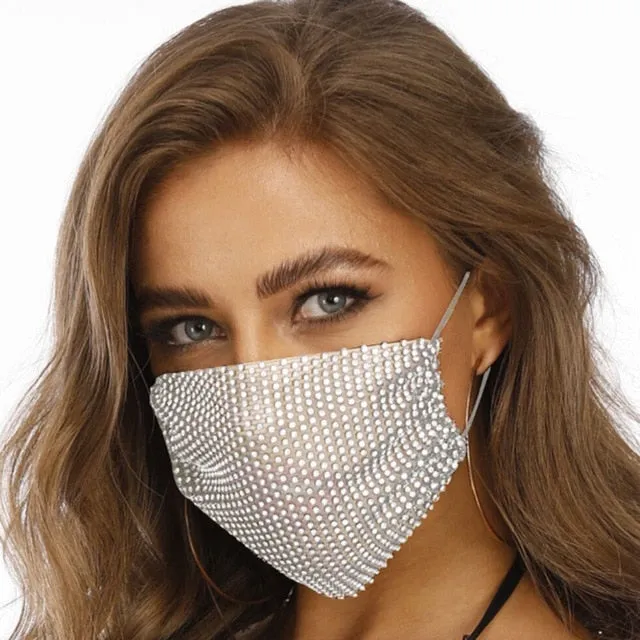 2020 Fashion Sparkly Rhinestone Mask  Elastic Reusable Washable Fashion Masks Face Bandana Face Decor Jewelry