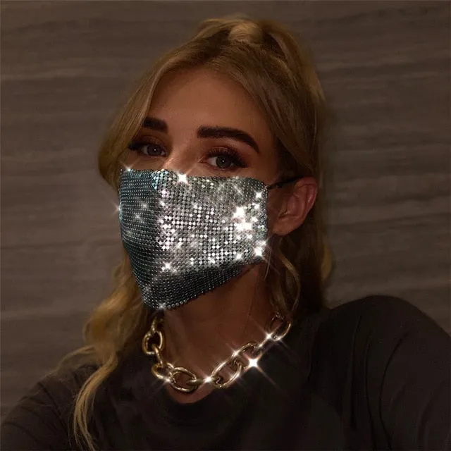 2020 Fashion Sparkly Rhinestone Mask  Elastic Reusable Washable Fashion Masks Face Bandana Face Decor Jewelry