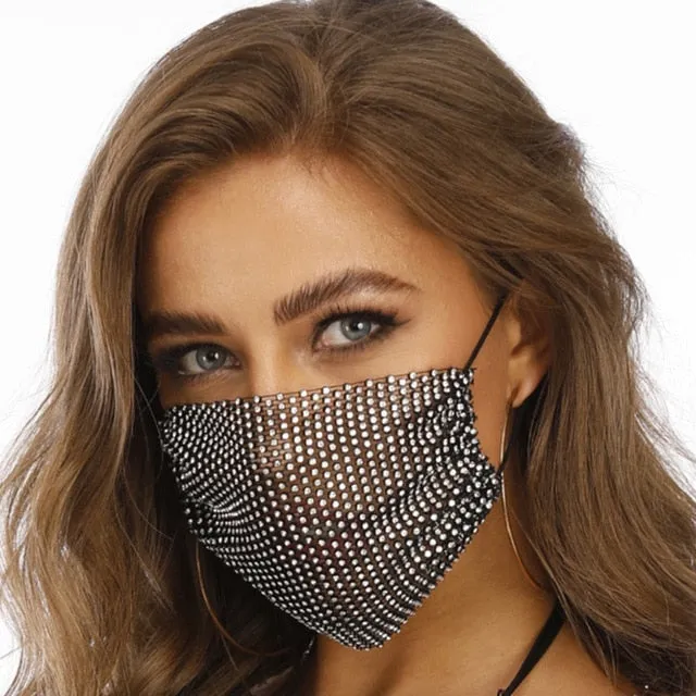 2020 Fashion Sparkly Rhinestone Mask  Elastic Reusable Washable Fashion Masks Face Bandana Face Decor Jewelry
