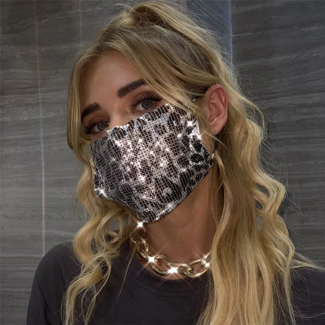 2020 Fashion Sparkly Rhinestone Mask  Elastic Reusable Washable Fashion Masks Face Bandana Face Decor Jewelry