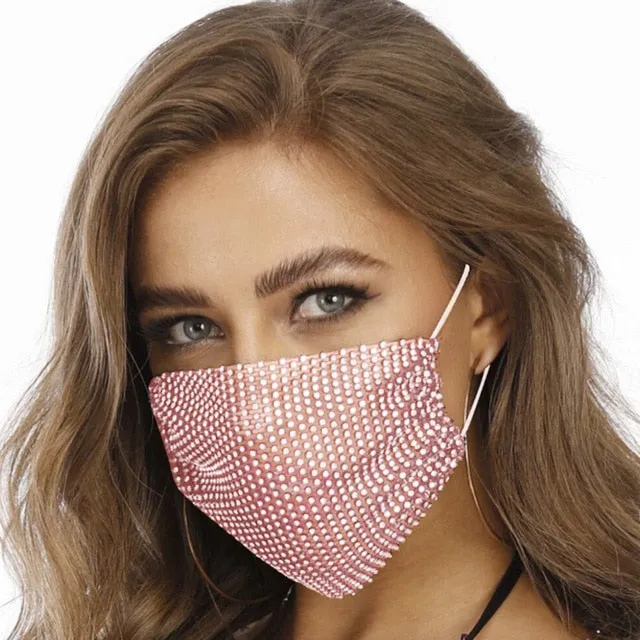 2020 Fashion Sparkly Rhinestone Mask  Elastic Reusable Washable Fashion Masks Face Bandana Face Decor Jewelry