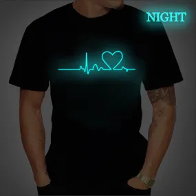 2020 New Men Tshirt Luminous Love Printed Tops Tees Summer T Shirt for Women Men Shirts Short Sleeve Homens T Shirt Men Clothing