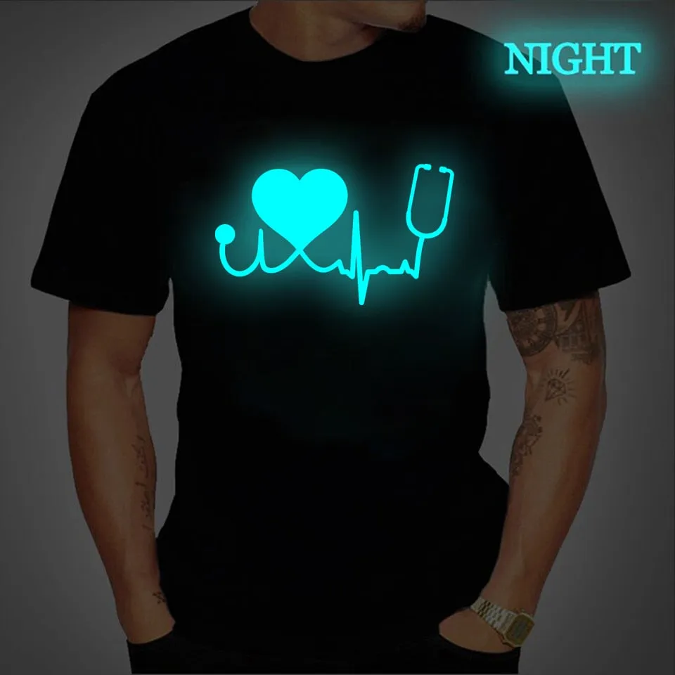 2020 New Men Tshirt Luminous Love Printed Tops Tees Summer T Shirt for Women Men Shirts Short Sleeve Homens T Shirt Men Clothing