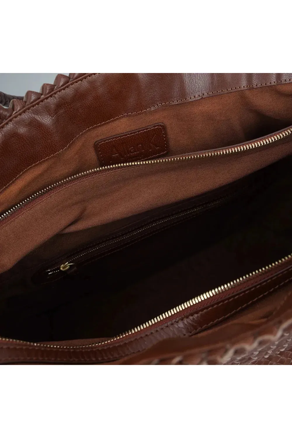 Allan K Habiba Dama Leather Woven Shopper Bag | Bruciato