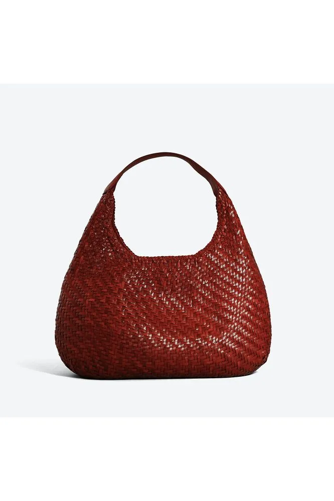 Allan K Sophia Toledo Leather Crescent Shoulder Bag- Double Jump Weave | Russo