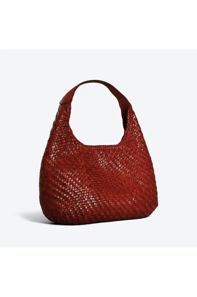Allan K Sophia Toledo Leather Crescent Shoulder Bag- Double Jump Weave | Russo