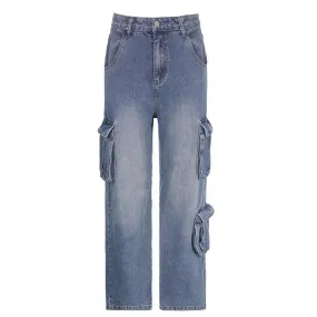 Baggy High-Waisted Cargo Jeans