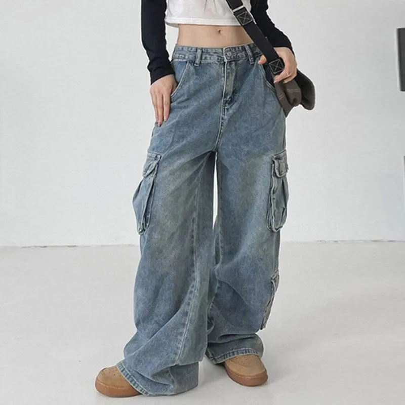 Baggy High-Waisted Cargo Jeans