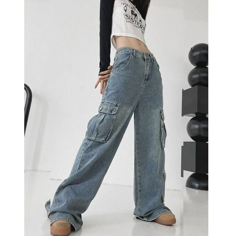 Baggy High-Waisted Cargo Jeans