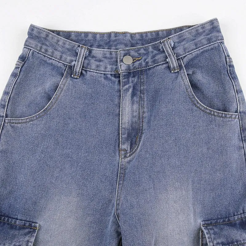 Baggy High-Waisted Cargo Jeans