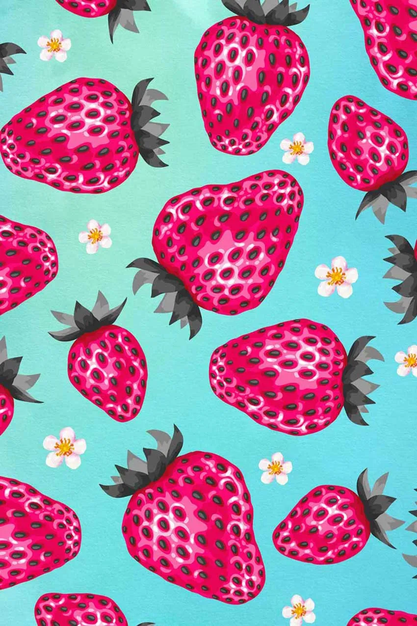 Berry Cute Lucy Blue Strawberry Print Leggings Yoga Pants - Women