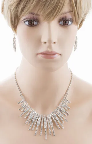Bridal Wedding Jewelry Crystal Rhinestone Alluring Grand Necklace J546 Silver