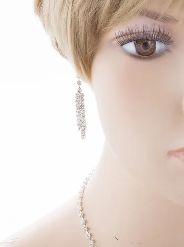 Bridal Wedding Jewelry Crystal Rhinestone Alluring Grand Necklace J546 Silver