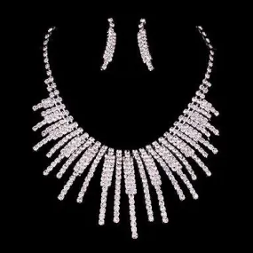 Bridal Wedding Jewelry Crystal Rhinestone Alluring Grand Necklace J546 Silver