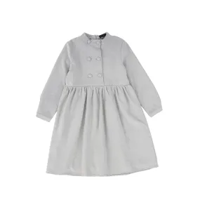 C14161-WOOL BUTTON WAISTED DRESS-Light Grey