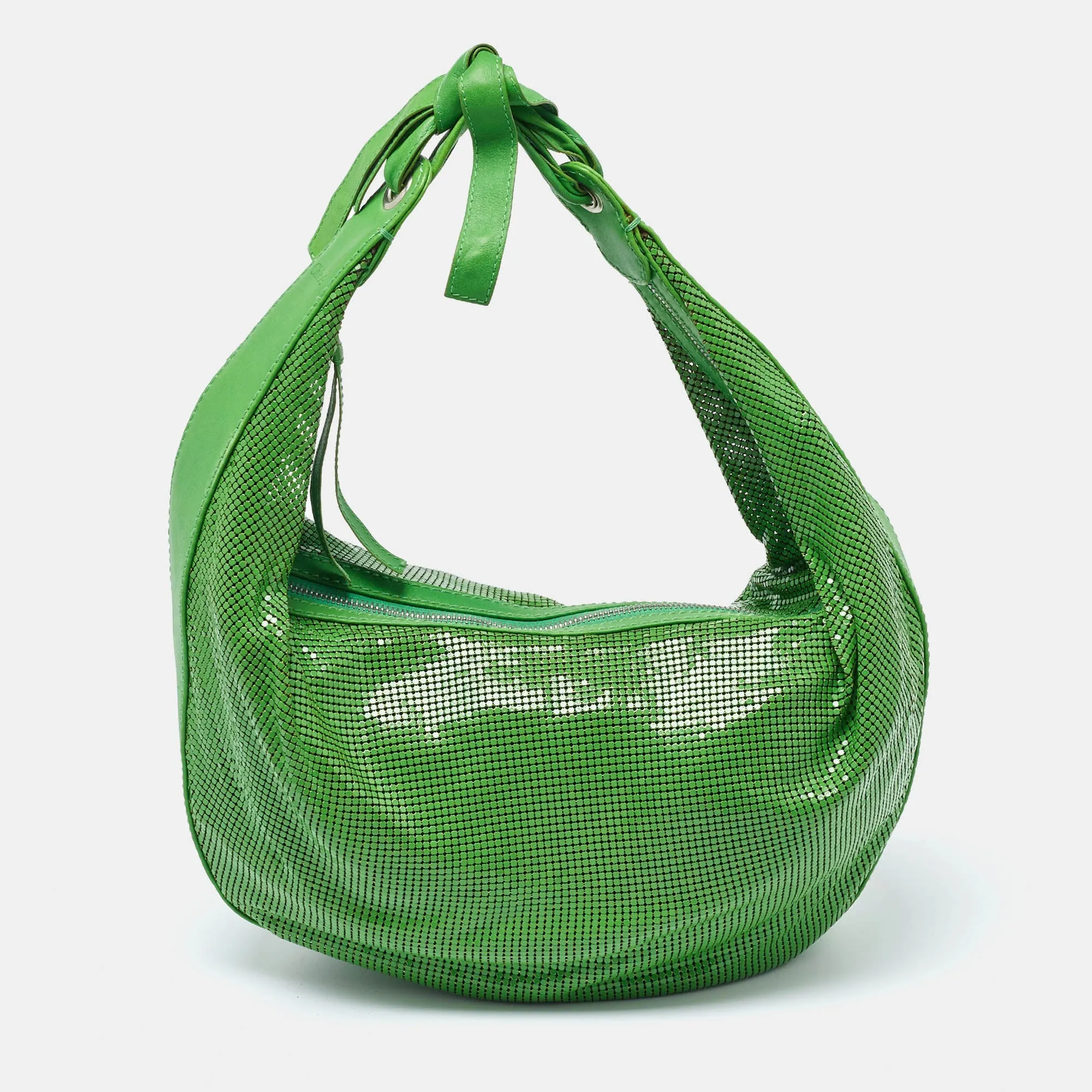 Chloe Green Metal Mesh And Leather Chainmail Hobo
