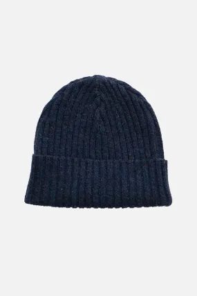Chunky Ribbed Beanie / Navy Donegal