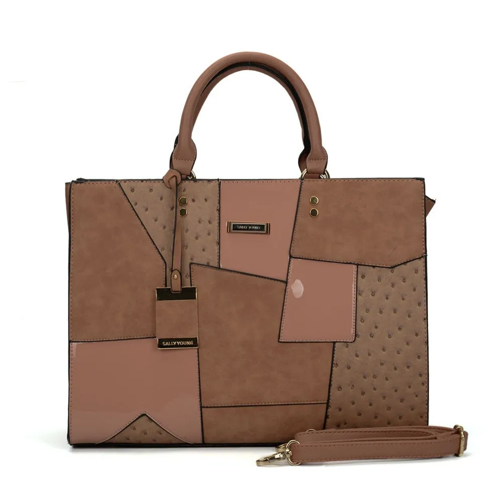 Color Block One Shoulder Tote Bag