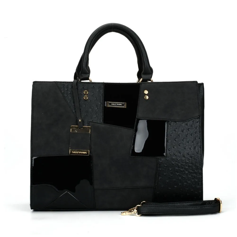 Color Block One Shoulder Tote Bag