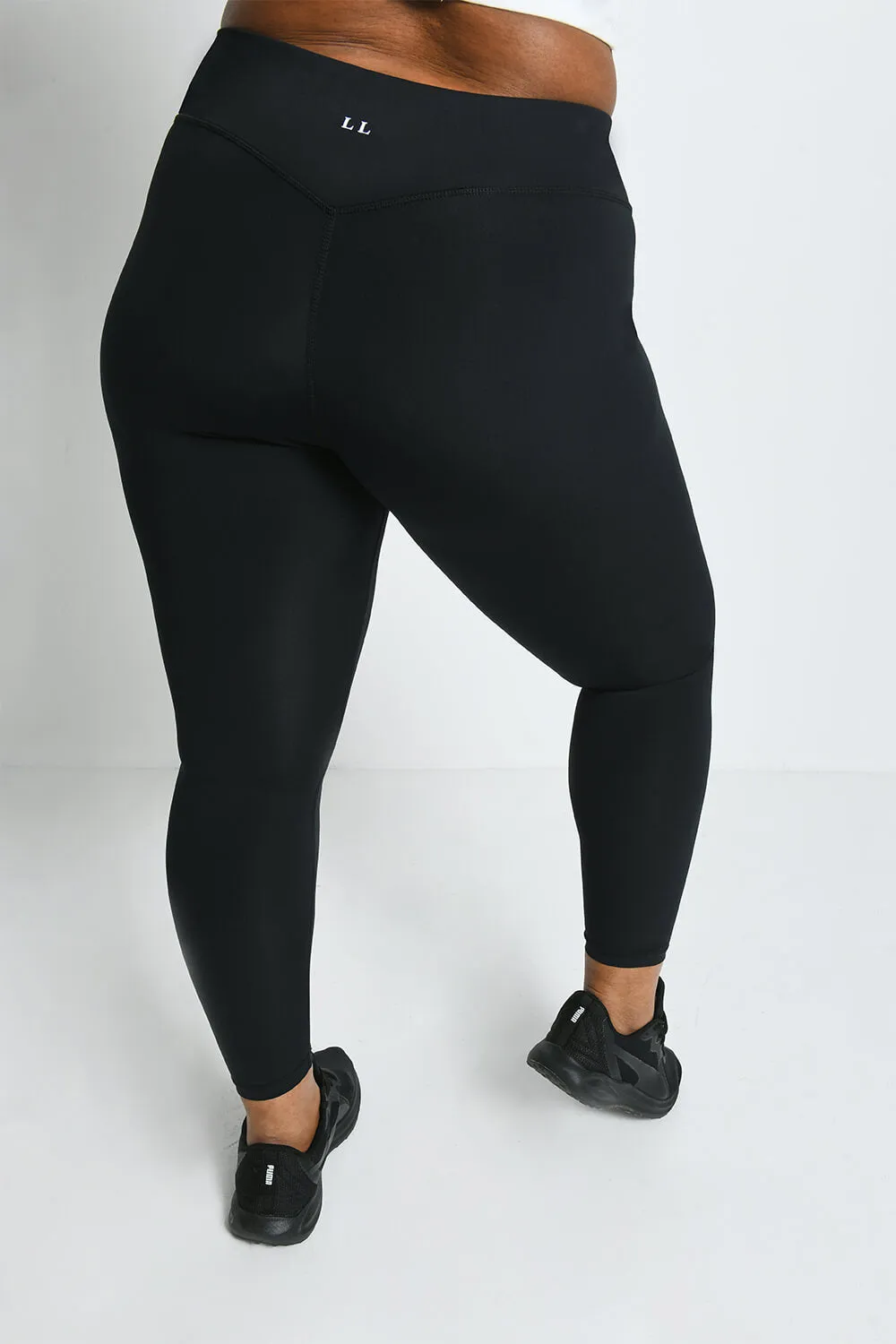Curve Focus High Waisted Sports Leggings - Midnight Black