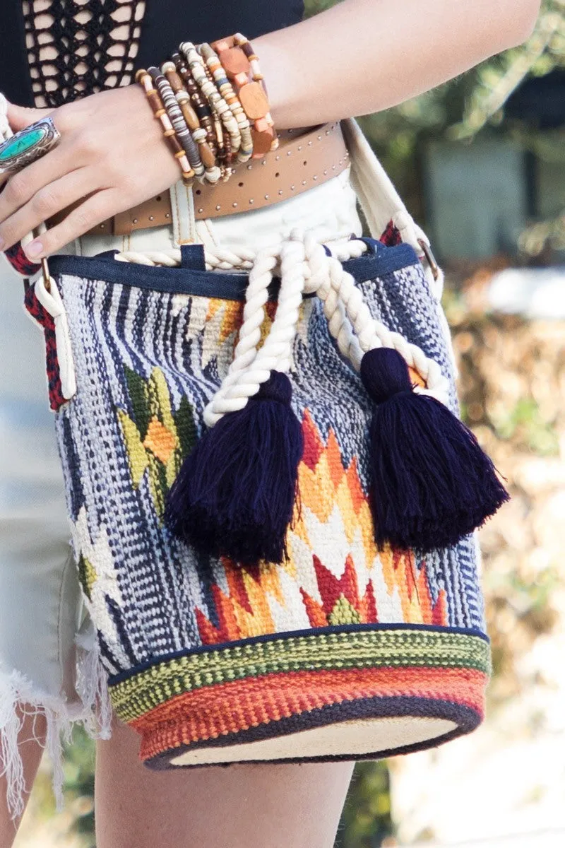 Ethnic Navajo Pattern Bucket Bag