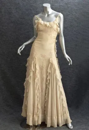 Formal Wear Dresses Light Yellow Spaghetti Straps Ruffle Embroidery Long Party Dress Prom Dresses Shops Formal Women's Dresses