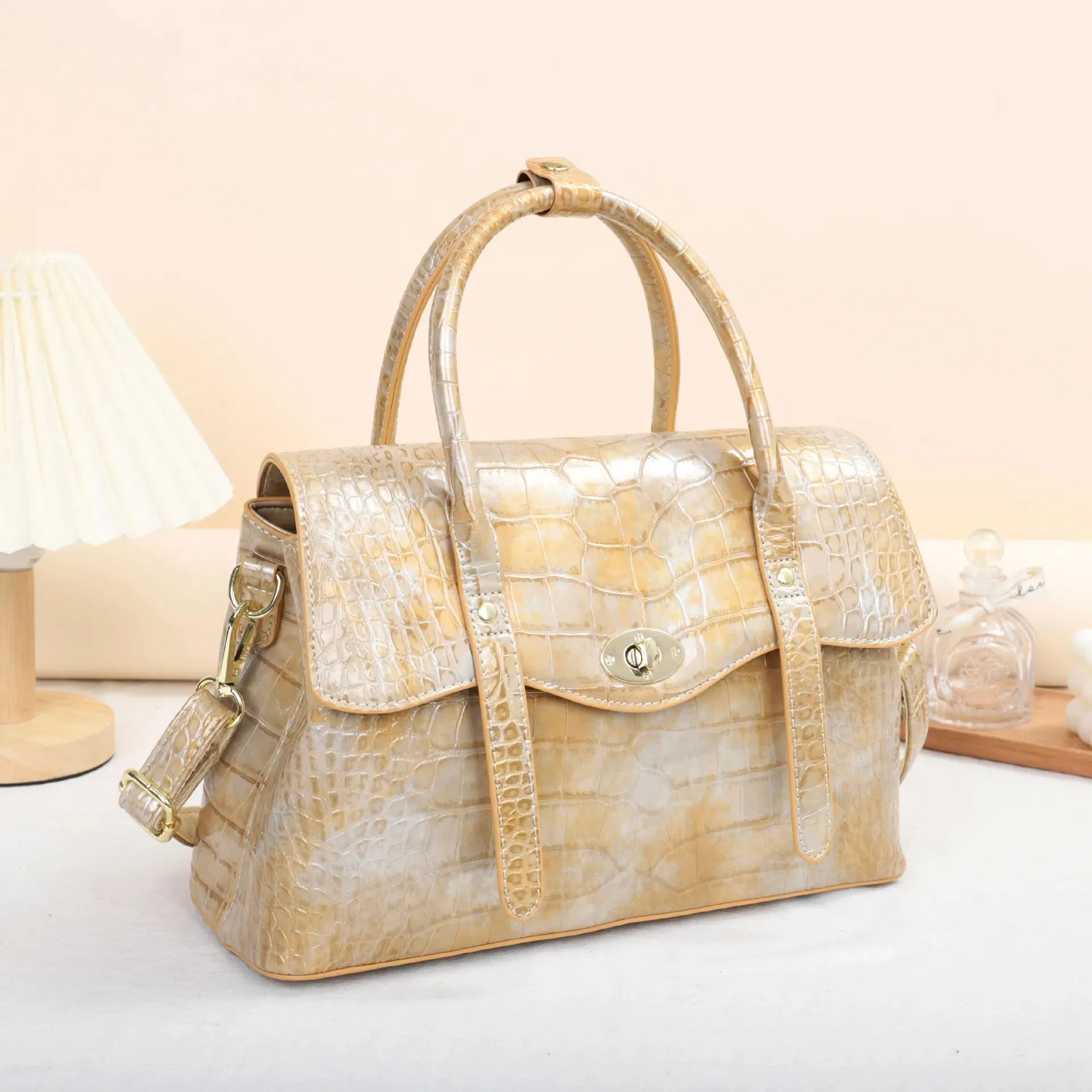 Genuine Leather Crossbody Tote Bag
