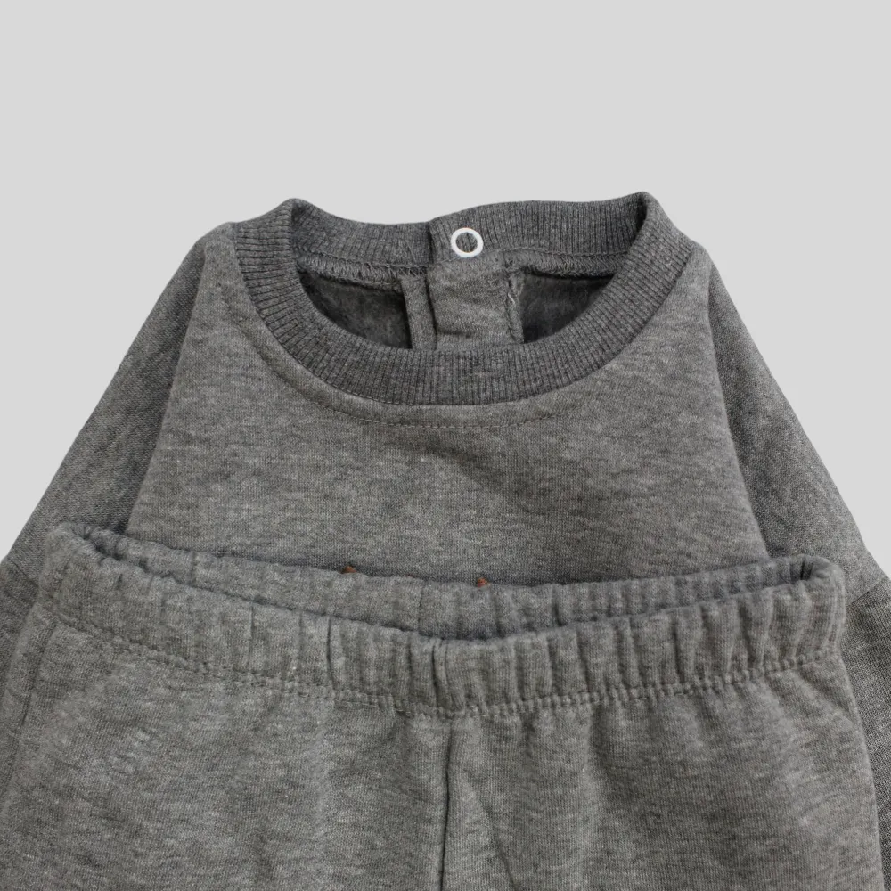 Grey Long-Sleeved Fleeced Pajama