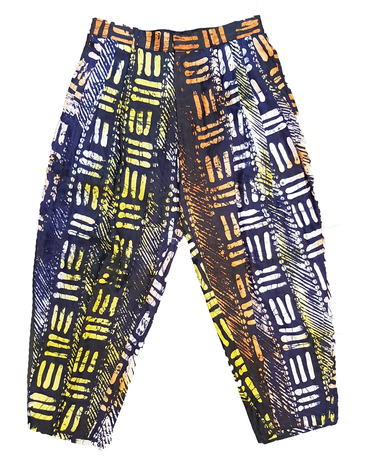 Hand Printed Indigo Cropped Trousers