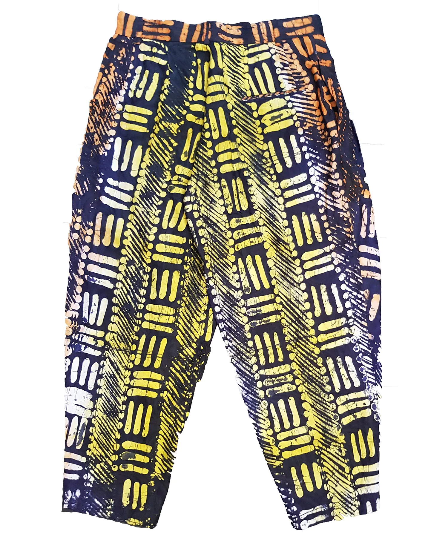 Hand Printed Indigo Cropped Trousers