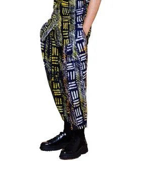 Hand Printed Indigo Cropped Trousers