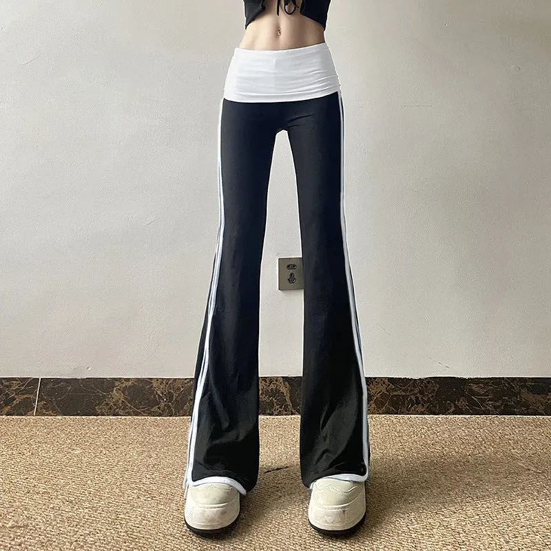High-Waisted Flare Yoga Pants with Contrast Waistband