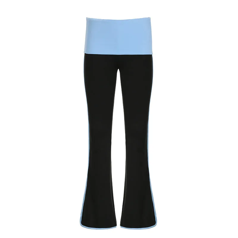 High-Waisted Flare Yoga Pants with Contrast Waistband