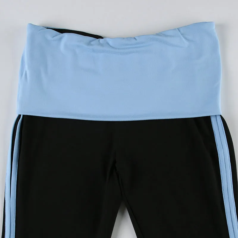 High-Waisted Flare Yoga Pants with Contrast Waistband