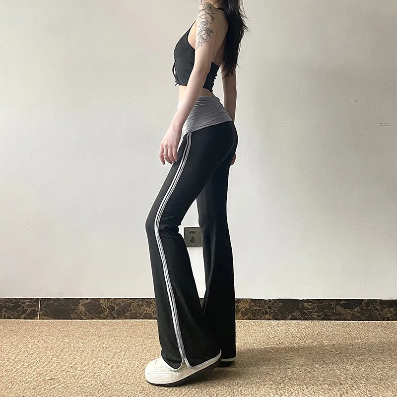 High-Waisted Flare Yoga Pants with Contrast Waistband