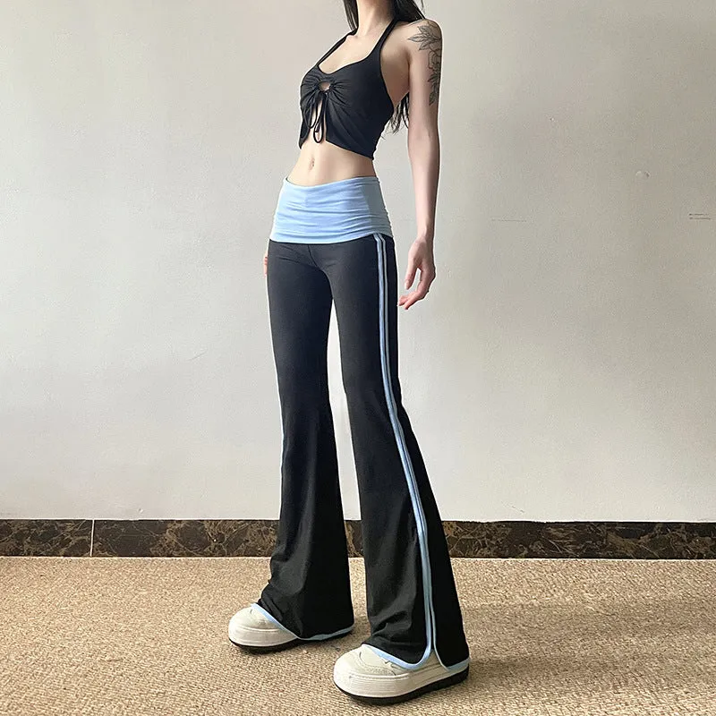 High-Waisted Flare Yoga Pants with Contrast Waistband