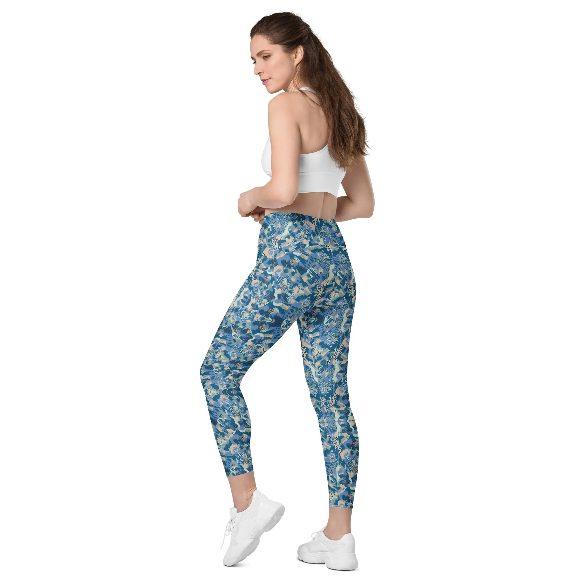 inspiration Jubilee Blue Crossover leggings with large side pockets