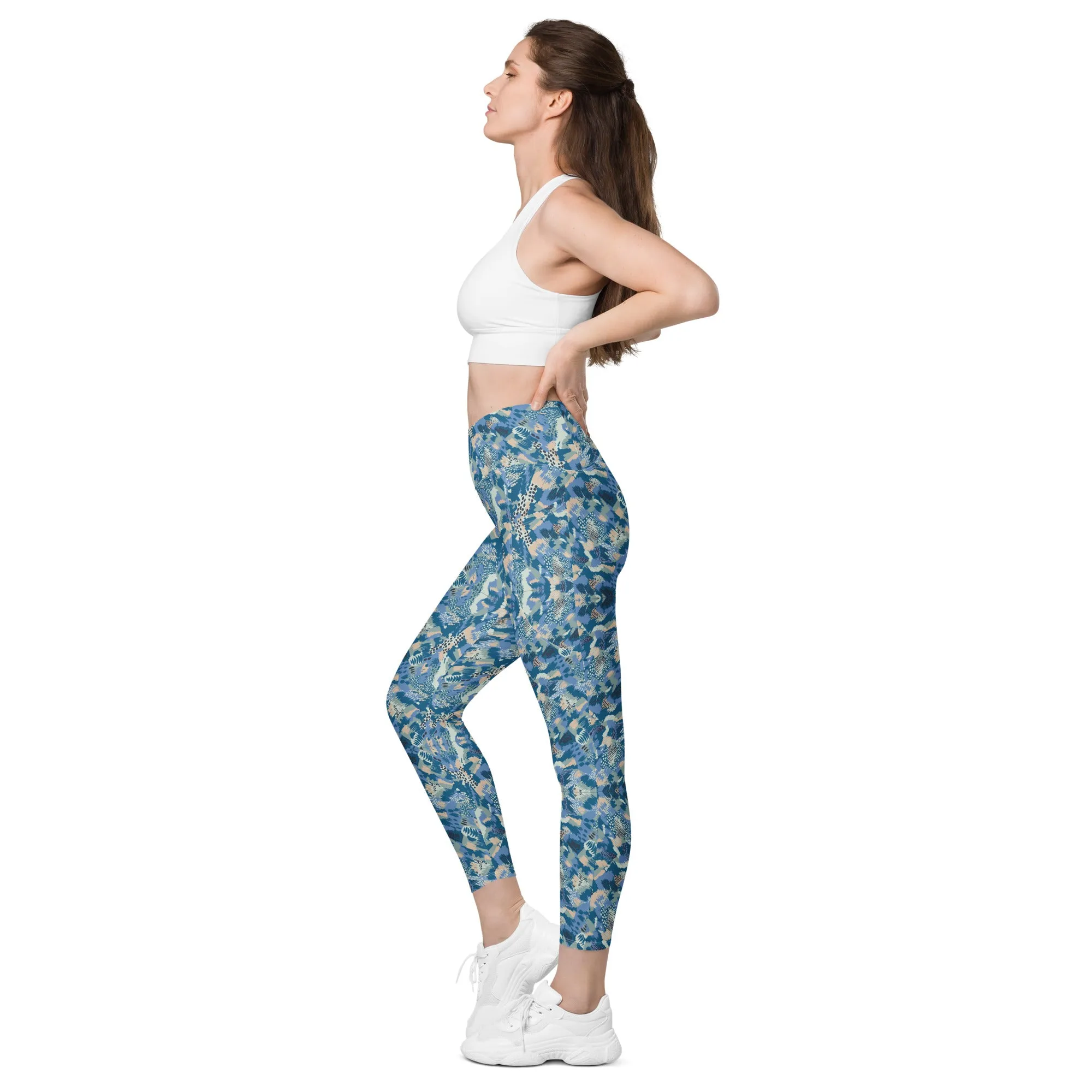 inspiration Jubilee Blue Crossover leggings with large side pockets