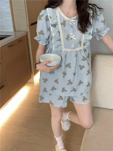 Kawaii Puff Sleeved Floral Dress