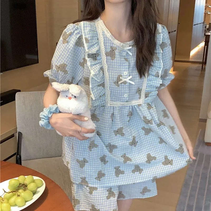 Kawaii Puff Sleeved Floral Dress