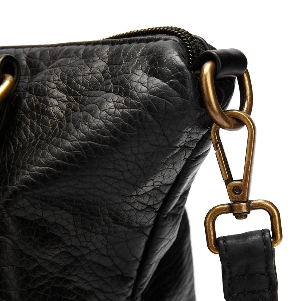 Large Washed PU Leather Hobo Bag