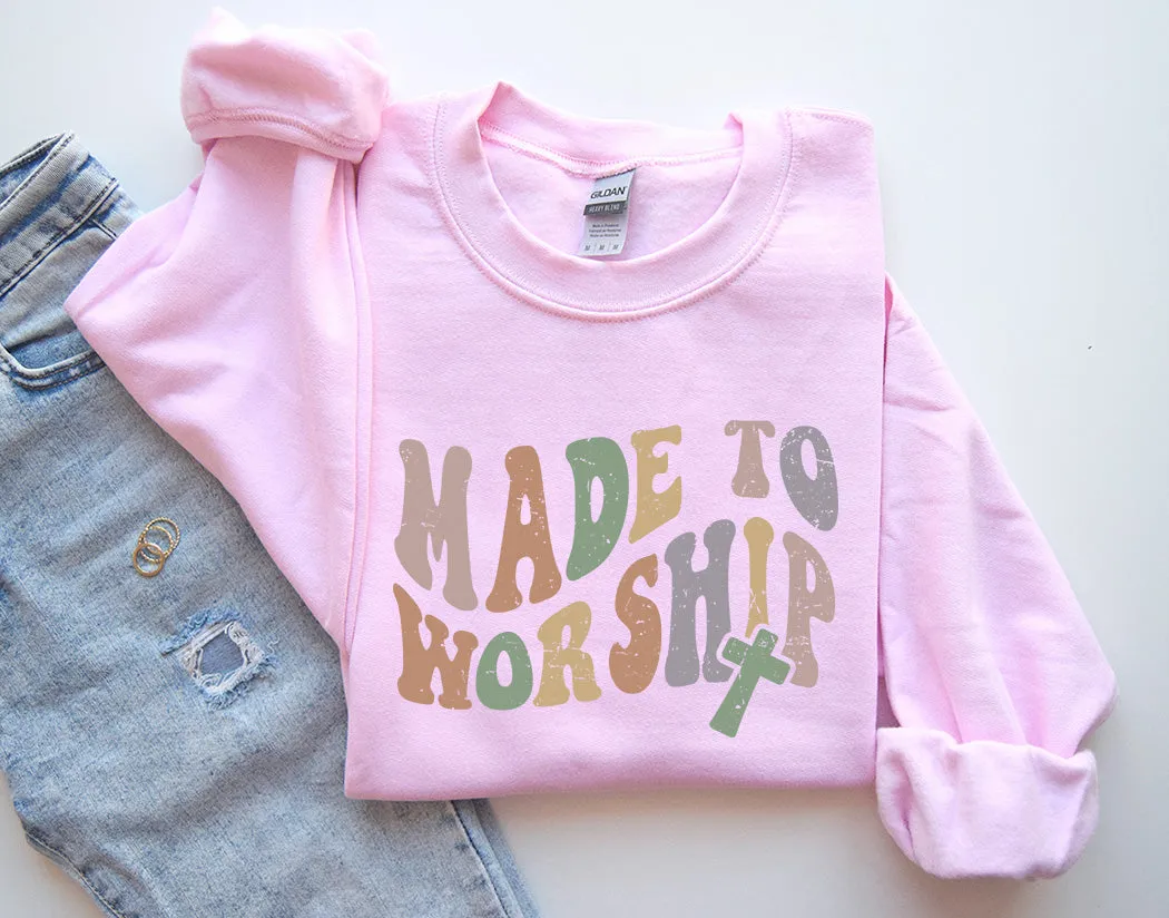 Made To Worship Psalm 95:1 Sweatshirt, Christian Sweatshirt, Christian Gift Crewneck, Christian Apparel, Faith Sweatshirts/Hoodies
