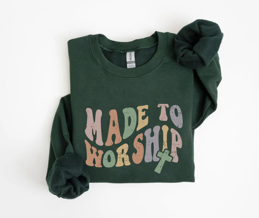 Made To Worship Psalm 95:1 Sweatshirt, Christian Sweatshirt, Christian Gift Crewneck, Christian Apparel, Faith Sweatshirts/Hoodies