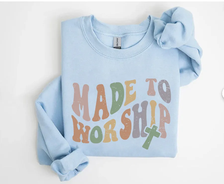 Made To Worship Psalm 95:1 Sweatshirt, Christian Sweatshirt, Christian Gift Crewneck, Christian Apparel, Faith Sweatshirts/Hoodies